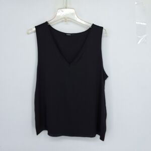 QUINCE XL Silk Blend Elegant Black Sleeveless Top